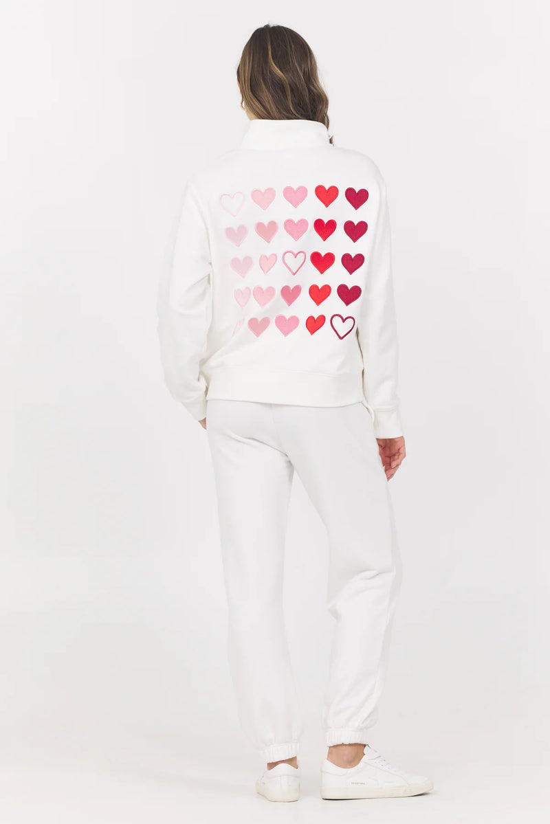 Red & Pink Heart Embroidered Sweatshirt