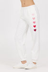 Red & Pink Heart Embroidered Joggers