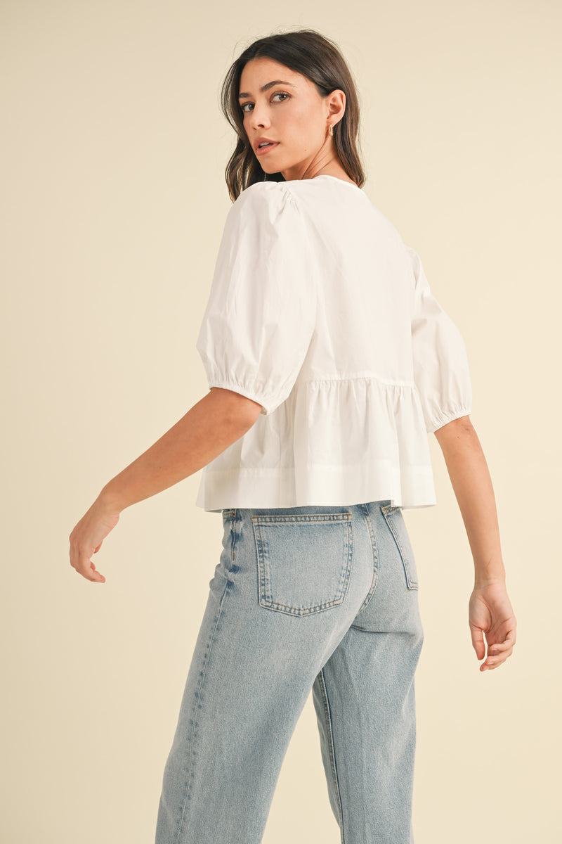 Poplin Front Tie Top