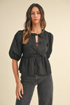 Poplin Front Tie Top