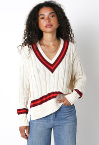 Renee Sweater Cream/Burgundy