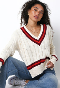 Renee Sweater Cream/Burgundy