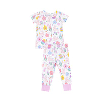 Short Sleeve Loungewear Set Easter Bunnies Pink