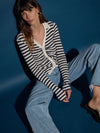 Ami Henley Pointelle Stripe