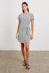 Edie Dress Ivory Navy Micro Stripe