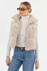 Melicia Faux Fur Vest Bone