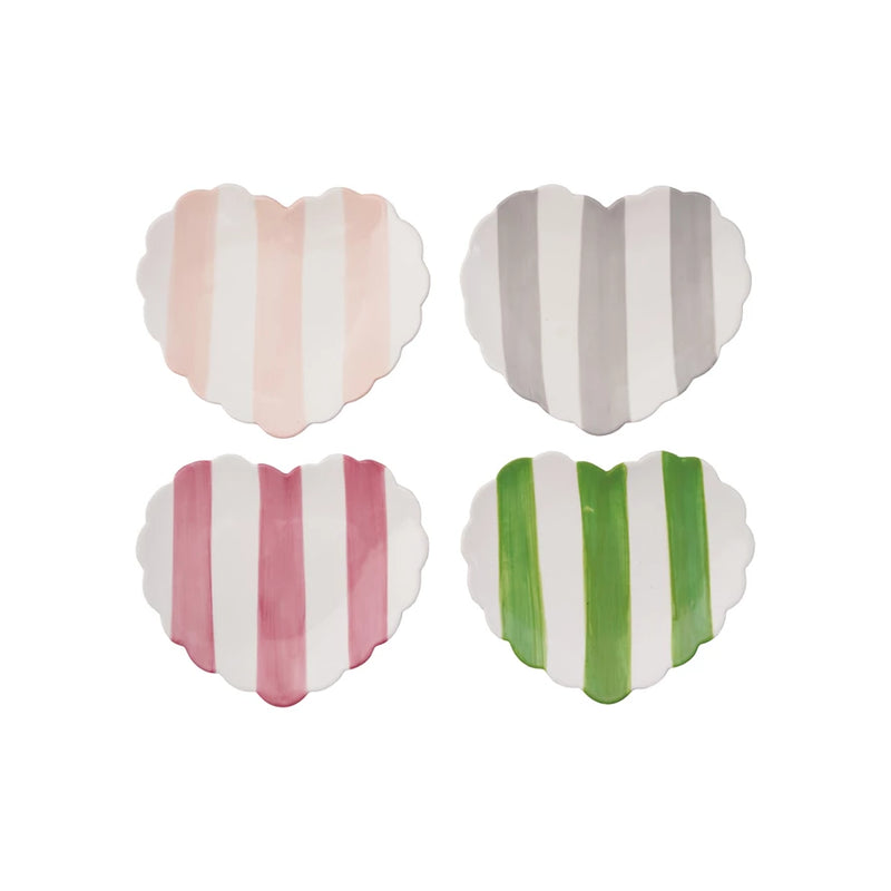 Stoneware Striped Heart Dish