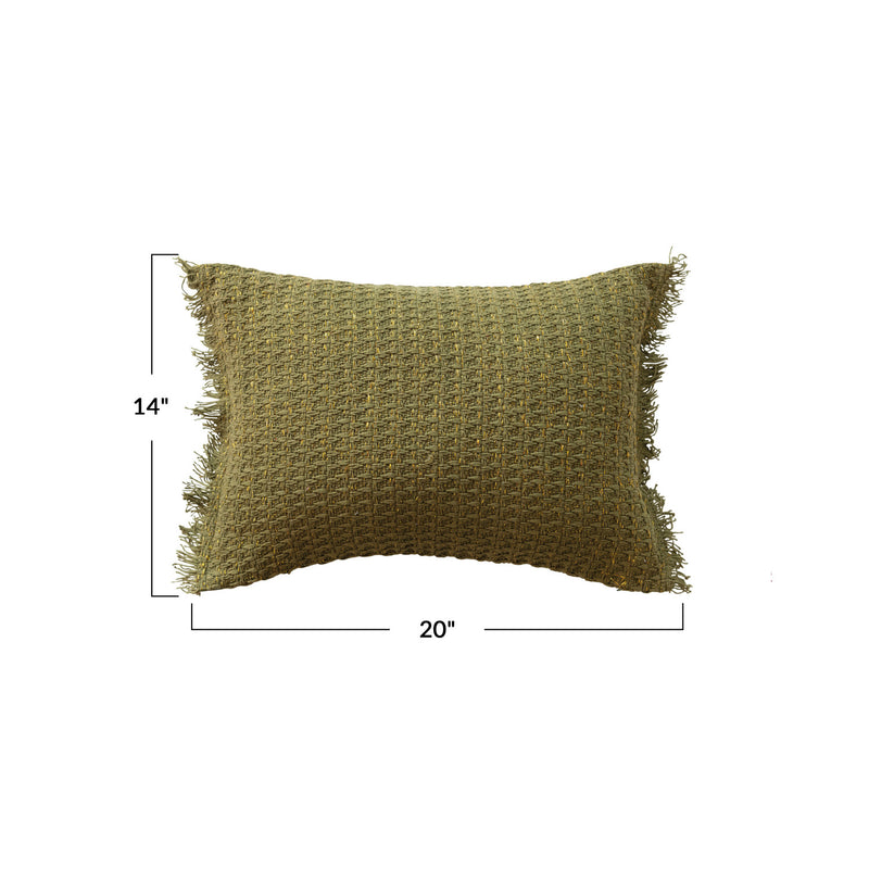 Woven Cotton Lumbar Pillow Gold & Green